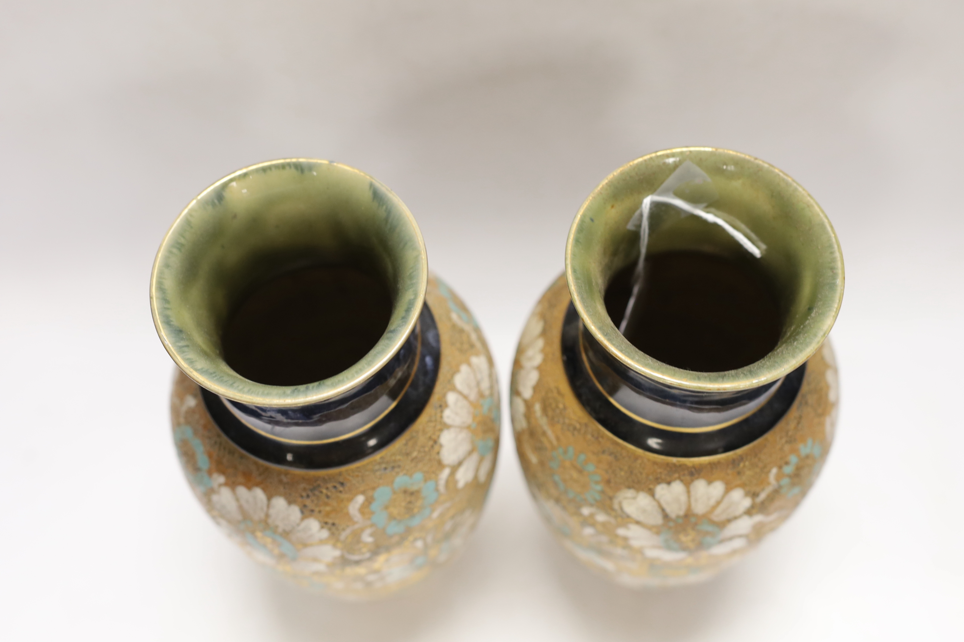 A pair of Royal Doulton Slaters stoneware vases, 28cm high